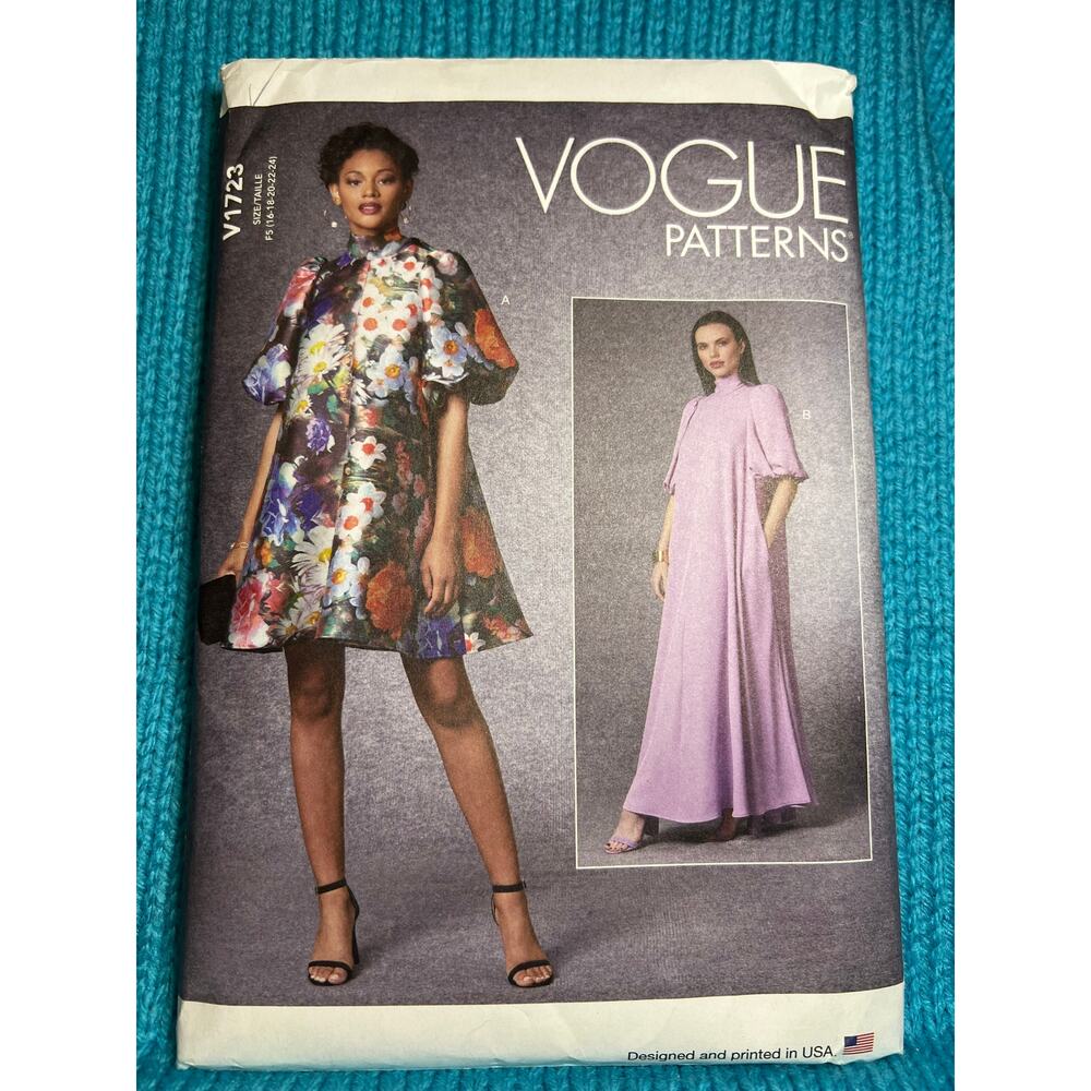 Vogue 1723 pattern Dress A line puff sleeves size 16 18 20 22 24